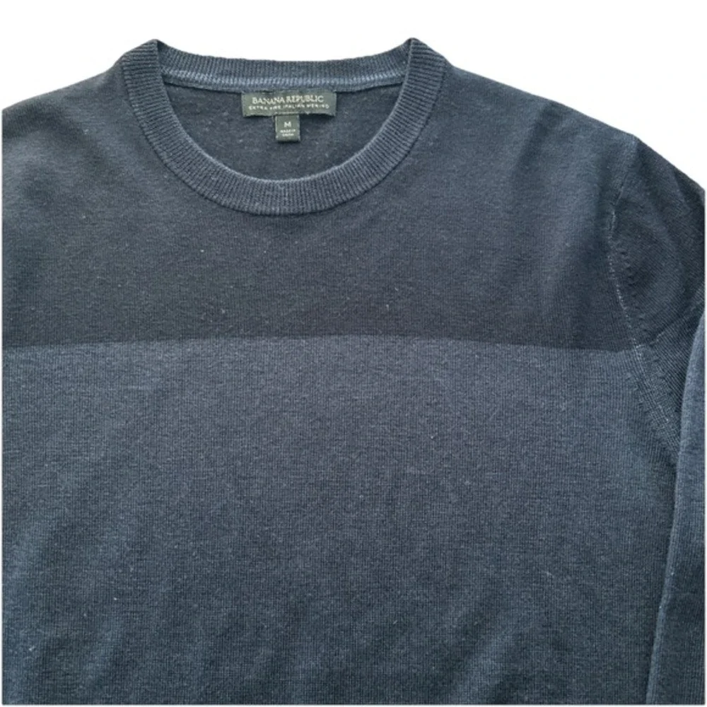 Banana Republic Extra Fine Italian Merino Wool Mens Medium Blue Pullover Sweater